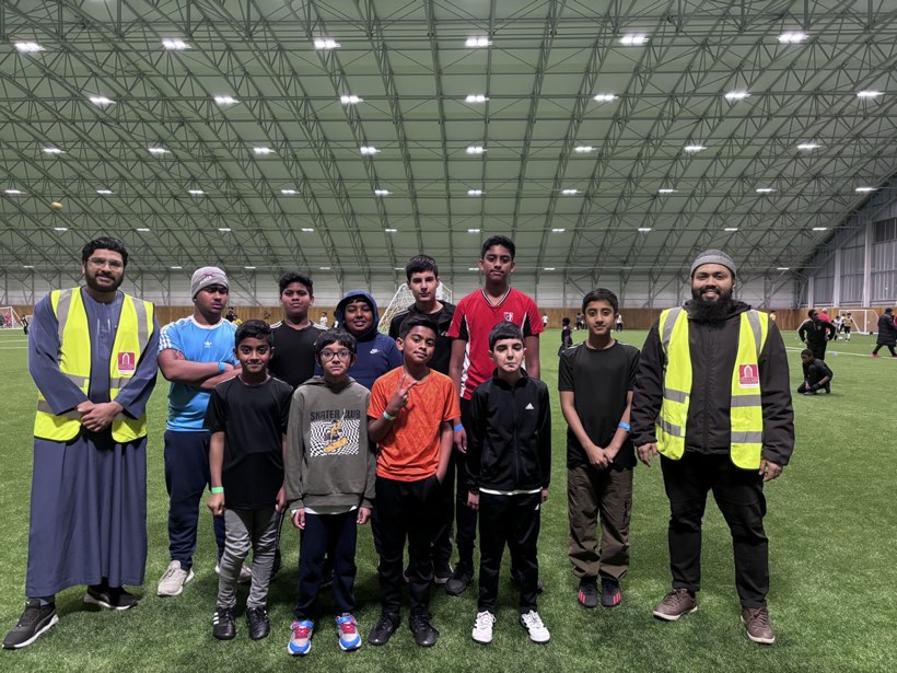 Youth group with their leaders after football